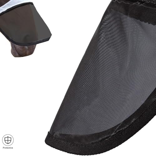 Horse Fly Mask Large Eye Space Long Nose with Ears UV Protection for High Elastic Satin and Mesh Breathable Horses Upgrade Adjustable Super Comfort Masks Breathability Pony Mini Equine - 4