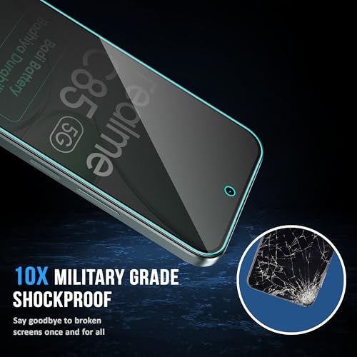 Image of ArmourPro Anti-Spy Privacy Tempered Glass for Realme C85 / Realme 15x and Narzo 90x - Anti Peeping Screen Protector, Edge to Edge Full Coverage, 9H Hardness, Easy Installation Kit | Pack of 2