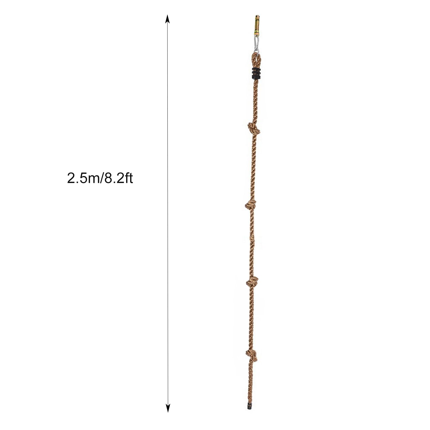 MONT PLEASANT Coffee Climbing Rope for Kids, 8.2 FT Long with 4 Knotted Steps and a Metal Ring, Climbing Rope for Obstacle Course, Treehouse Swingset Accessories Training for Kids Playground Fun