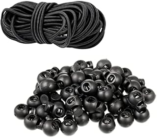 50 Pieces Drawstring Toggles and 32 feet Drawstrings Plastic Single Holes Cord Stopper Toggle Cord Lock Toggle