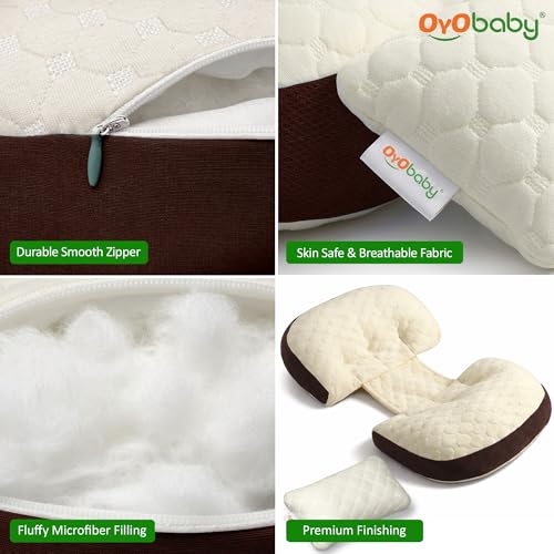 Image of OYO BABY Adjustable H-Shape Pregnancy Support Pillow | Velcro-Fit Back & Belly Support for Side Sleeping | Relieves Waist, Hip & Back Pain | Compact Maternity Body Pillow for Comfort - Coffee