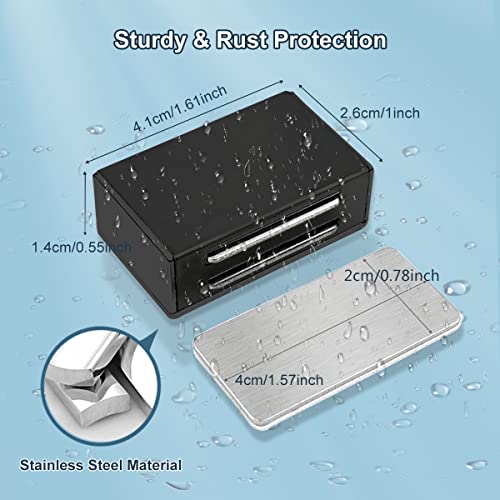 Image of Magnetic Door Catch AOSITE 12 Pack Bulk, 17LB Strong Tool-Free Installation Cabinet Magnets for Cabinet, Cupboard, Wardrobe, Drawer & Pantry Door, Self-Adhesive Black Stainless Steel Catches