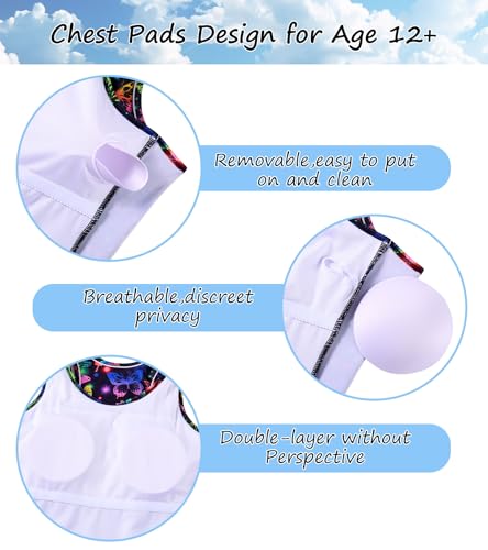 Image of Belovecol Girls Swimsuits Two Piece Tankini Bathing Suits Boyshort Summer Beach Swimwear 4-16Y Removable Bra Pads Above 12Y