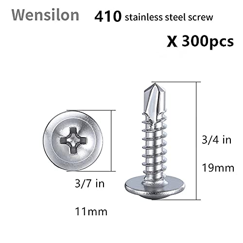 Wensilon 10004 (300Pcs)#8×3/4"For Sheet Metal Self-Tapping Screws 410 Stainless Steel Truss Head High-Strength Quick Tapping Screws thumb #1