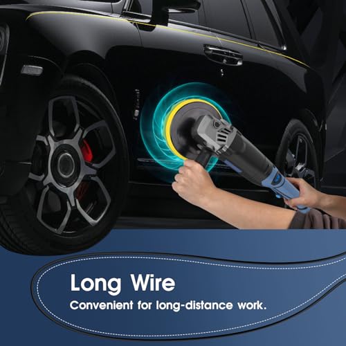 RAYBAO Buffer Polisher, 1200W Car Buffer Polisher with 7/6inch Backing Plate, 6 Speed 1600-3500RPM, Polisher for Car Detailing, Gris and Blue, 517-new - Image 6