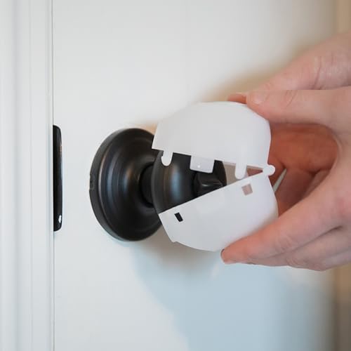 Image of Regalo 3 Pack Child Safety Door Knob Covers, Baby Proofing Door Handle Locks for Kids and Toddlers, Easy Grip, Easy Install, White