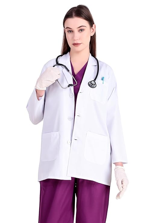 umbel Unisex Cotton Blend Lab Coat | Sleeveless Professional Workwear Labcoat with 3 Utility Pockets | Comfortable, Lightweight & Breathable Design | Ideal for Home, Office & Lab Use (White, XS)-picture-42
