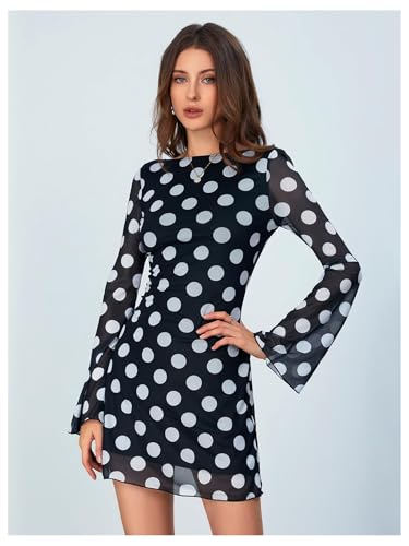 Image of MakeMeChic Women's Cheetah Print Mini Dress Y2k Bell Sleeve Leopard Print Dress Going Out Outfits
