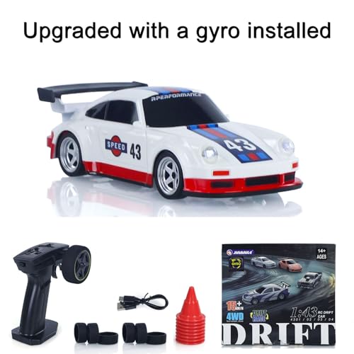 Image of 1 /43 High Speed 2.4 GHz Mini RC Drift Car with 4 Wheel Drive Motor ESC Servo Motor Lighting Battery Charging Cable Gyroscope Hobby Grade Model for Birthday Gift