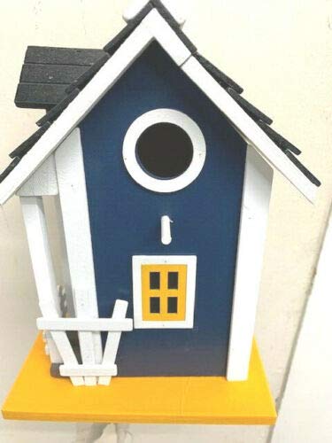 ARBORIA Wooden Blue Bird House Design Wooden Hanging Bird House for the Garden | Unique Novelty Bird Nesting Box Garden Decorations | Bird Hotel Cabin for Wild Birds