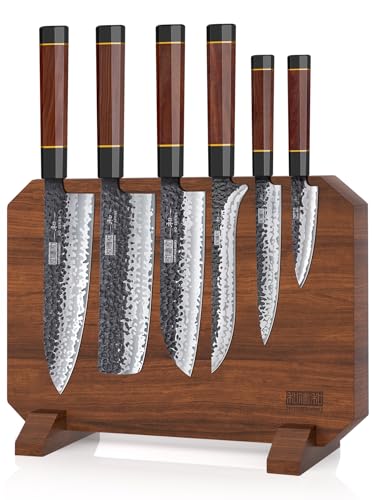 Comparison: Best Knives With Magnetic Block 11 HOSHANHO 7 Pieces Knife Set with Magnetic Knife Block, Japanese High Carbon Steel Kitchen Knife Set, Ultra Sharp Chef Knives Set with Ergonomic Handle