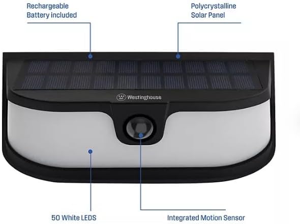 Westinghouse Solar LED Wall Lights, 1200 Lumens, Motion Activated, 2 Pack, Black