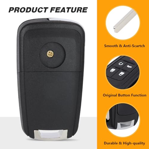 Yewong 2pcs 5 Buttons Flip Key Fob Replacement Remote Key Fob fit for Chevy Malibu Cruze Camaro Volt Equinox Sonic OHT01060512 - Thumbnail 5
