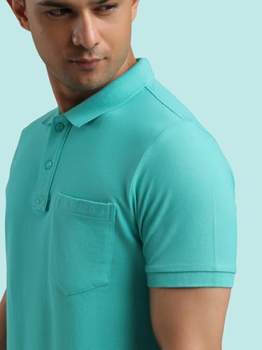 Image of Rupa Bumchums Men Super Combed Cotton Solid Half Sleeve Club Collar Polo Regular Fit T-Shirt with Chest Pocket