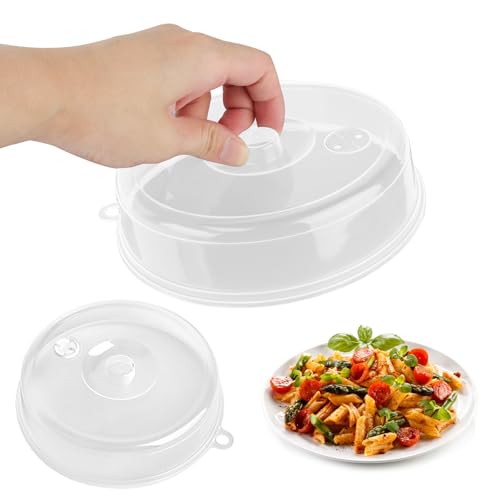 TDUNSYA 2 Piezas Tapas Microondas 17cm y 23 cm para Cocina, Tapa para Microondas con Salida de Vapor, Tapa de Salpicaduras de Microondas para Salpicaduras de Microondas para Alimentos (Transparente)