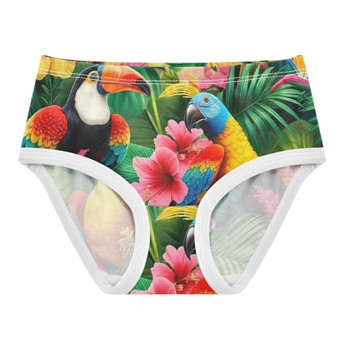 Cotton Girls Underwear Toddler Vibrant Tropical Birds Parrot Leaves Little Girl Panties Fun Underpants Briefs 2t