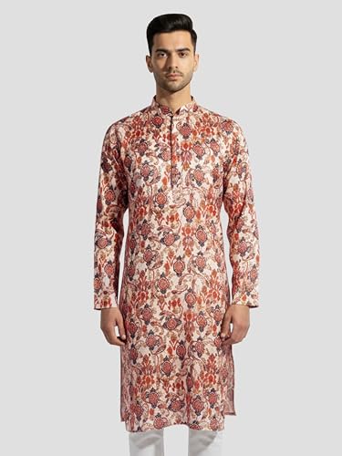 Image of VASTRAMAY Men's Satin Kurta | Festive Ethnic Attire for Wedding, Party & Ramzan | Traditional Outfit - Eid Special