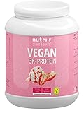 PROTEIN PULVER VEGAN Erdbeer Sahne 1kg - 83,7% Eiweiß - Nutri-Plus Shape & Shake pflanzliches Eiweißpulver - Veganer Proteinshake Strawberry Cream - Plant-based Protein Powder