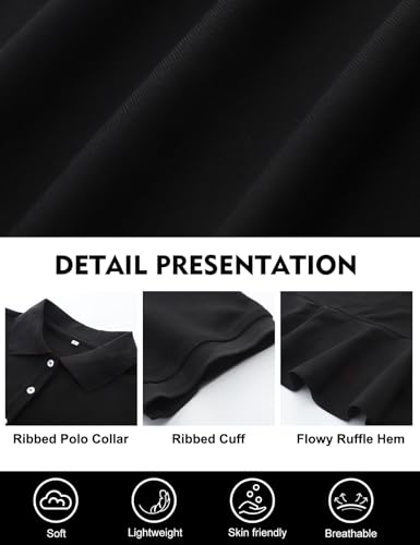 Image of Kissonic Women's Polo Dress Short Sleeve V Neck Ruffle Hem Casual Summer Golf Tennis Mini Shirt Dresses