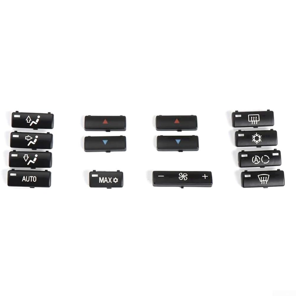 Juego de 14 botones de interruptor de panel de control de clima de CA para BMW Serie 5 E39 1996-2002 y X5 E53 1998-2006 de plástico negro para calentador de aire acondicionado accesorio