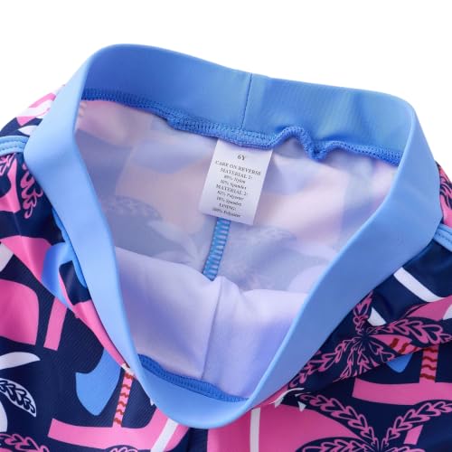 Image of UMELOK Girl Rash Guard Swimsuit 2-Pieces Long Sleeve Bathing Suit 4-12Years