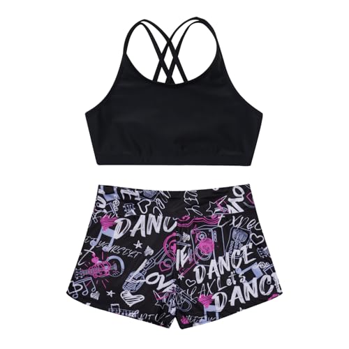 Kids Girls 2 Piece Gymnastics/Dance/Sports Outfits Crop Tank Tops and Shorts Tankinis Athletic Swimsuit3