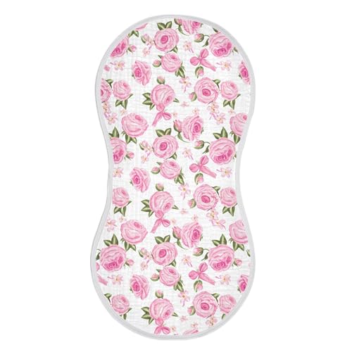 xigua Roses Muslin Baby Burp Cloths Set of 1, Super Soft & Absorbent Burping Rags, Cotton Burp Clothes Shower Gift for Newborn, Baby Girls and Boys