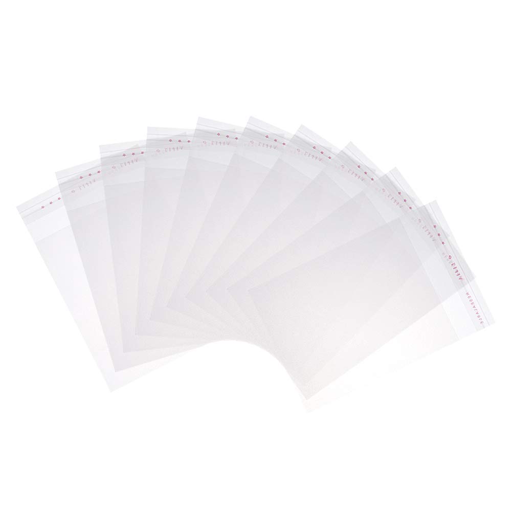 Nbeads Clear,Transparent 1000 Pcs Clear Self Adhesive Seal Plastic Cellophane Bags, 140X90mm