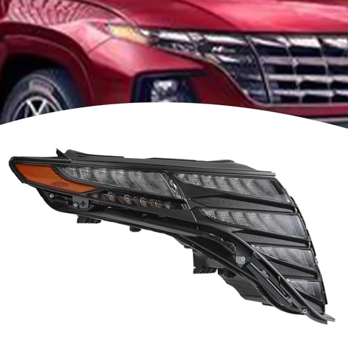 Carlaihu For 2022-2023 Hyundai Tucson LED Daytime Running Lamp Headlight Upper DRL Running Light Right Passenger Side Black Housing Replaces 92208-CW010