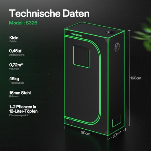 VIVOSUN Tente de culture 90 x 50 x 160 cm en mylar hautement réfléchissant avec fenêtre de visualisation et bac de sol pour culture hydroponique et intérieur S326 - Convient pour VS1000/VS2000 – Image 8