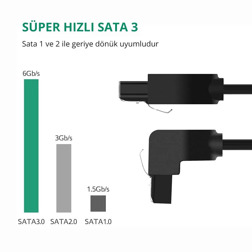 Ugreen 90 Derece Sata 3.0 Disk Kablosu 50 cm