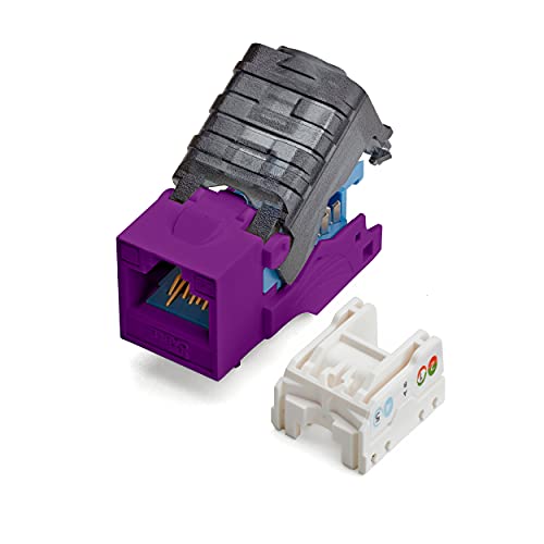 TRUE CABLE Cat5e Toolless Keystone Jack, Unshielded (UTP), PoE++ (4PPoE) 100W, UL Listed, ETL Verified, ANSI/TIA Certified, Modular RJ45 Female, Purple, 6 Pack