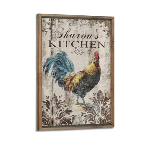 Art mural de cuisine vintage : toile décorative premium 20 x 30 cm avec cadre élégant