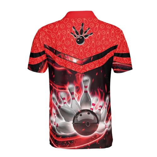 BOZENTIM Camisa polo de boliche 3D para homens e mulheres, camisa de jérsei de boliche, camisetas de