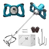 Akku Farbmörtelrührer Kompatibel mit Makita Batterie,Brushless 3200W Rührwerk Zementmischer, 6-Gang-Getriebe, Arretierbarer Schalter,Industriemischer für Farbe,Gips,Zement,Mörtel(ohne Akku)