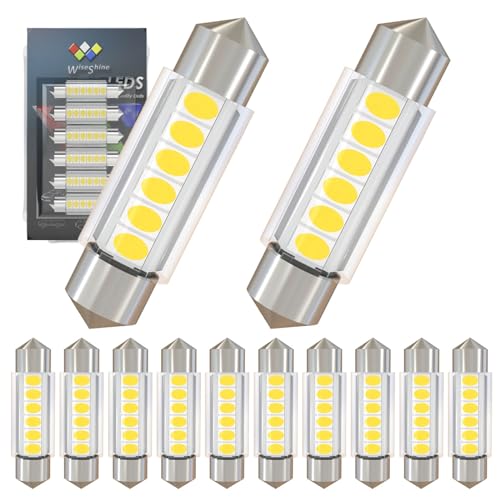 Wiseshine DC 24V 36mm 6418 Led Bulb Natural White 6411 C5W DE3425 LED Festoon Bulb for Truck Interior Reading Map Glove box Lights (Pack 12)