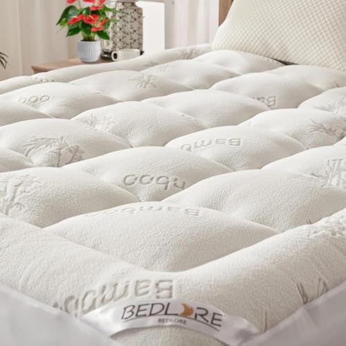 BEDLORE Surmatelas 160x200 cm Matelassé, sur Matelas 2 Personnes en Viscose de Bambou Respirant...