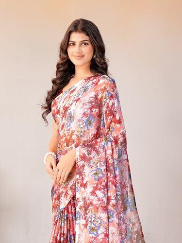 Image of Garden Vareli Floral Print Chiffon Saree