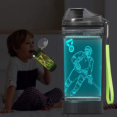 Yuandian Hockey Gifts For Boys, Light Up Water Bottle - 14 Oz Tritan Bpa Free Eco-Friendly - Cool Led Sport Cups Gift For Hockey Player School Kids Girl Child Christmas Holiday #TOP2