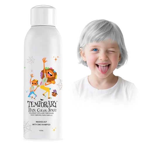 Tinte temporal blanco para el cabello para niños, alternativa de color plateado para niñas, niños, adolescentes, mujeres, desechables, lavables, estilo rápido para fiestas, Navidad, Halloween, 150 ml