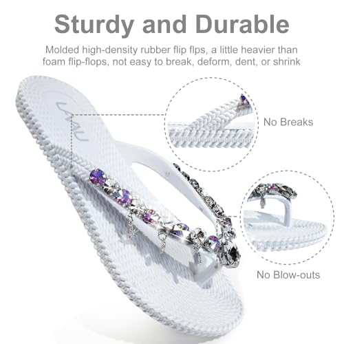 LAVAU Flip Flops for Women Dressy Rhinestone Thong Sandals for Summers Dress Beach4