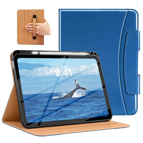 MoKo for iPad A16 Case 11-inch, iPad 11th/10th Generation Case (2025/2022) with Pencil Holder & Pocket, Premium Leather Folio Stand Cover, Multiple Viewing Angles, Abyss Blue