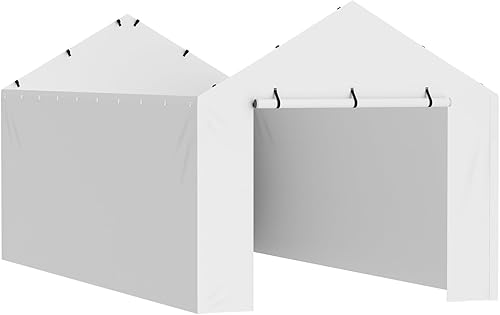 Vista 250 de VEVOR - Cobertizo portátil de almacenamiento exterior de 6 x 8 x 7 pies, refugio resistente e impermeable con puerta enrollable con cremallera y Gris