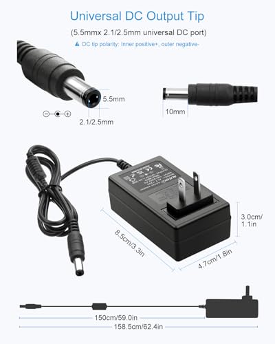 ALITOVE 12V 3A Power Supply Adapter 100~240V AC to DC 12 Volt 3 Amp 36W Converter 12 vdc 3000mA 2.4A 2.5A 2.8A Available 5.5mm x 2.5mm 2.1mm for LED Strip Light CCTV Security Camera Router PC Monitor