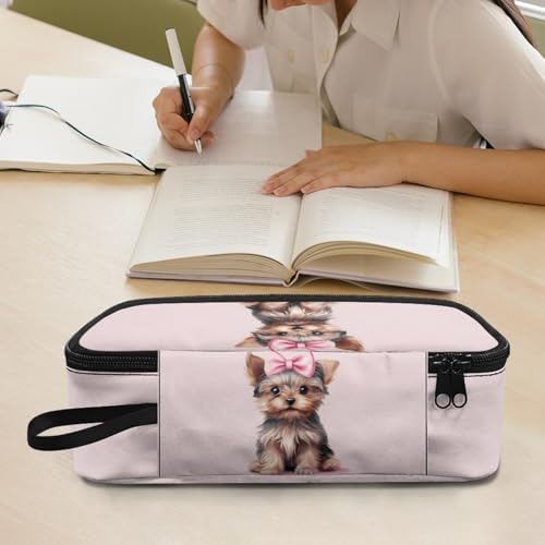 Image of Girls Pencil Pouch Cute Dog Pencil Case Large Capacity,Pink Pencil Bag for Kids Adorable Pencil Box for Preschool Children Pencil Container for Boys Adults Men Students Cion Purse