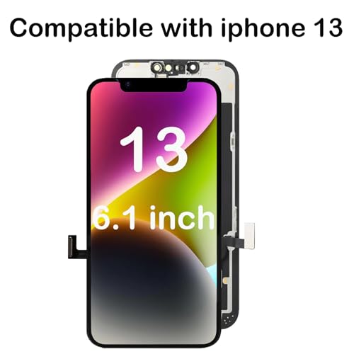 Paisrulim For Iphone 13 Screen Replacement,Full Hd Lcd Display 3D Touch Digitizer Assembly With Iphone 13 6.1 Inch (Model :A2482,A2631,A2634,A2635,2633) Compatible With Repair Tools (6.1 Inch thumb #1