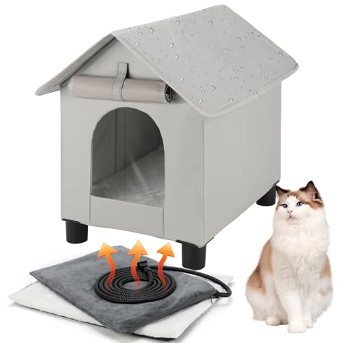 Midollarle Heated Outdoor Cat House with Thermostatic Pad