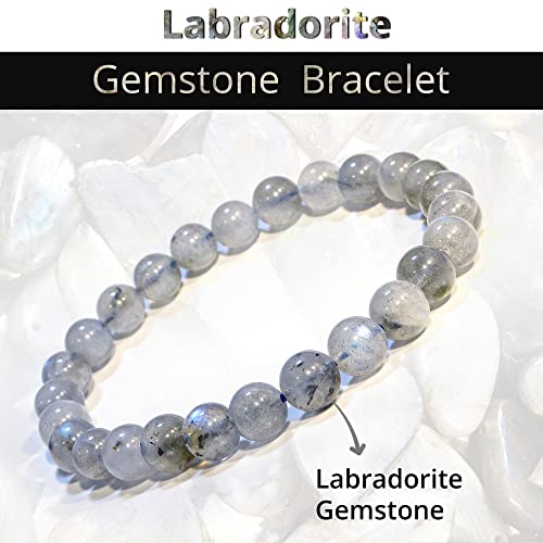 Image of ANAYA AGATE Healing Crystal Bracelet for Women and Men - 8mm Round Beaded Bracelet for Men and Women - Unisex Stretchy Gemstone Bracelet for Healing and Protection