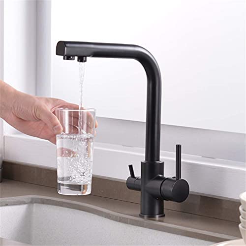 Mitigeur évier cuisine 3 voies noir de style contemporain avec grue filtrée