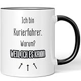 JUNIWORDS Tasse, Ich bin Kurierfahrer. Warum? Weil ich es kann!, Schwarz (7184144)